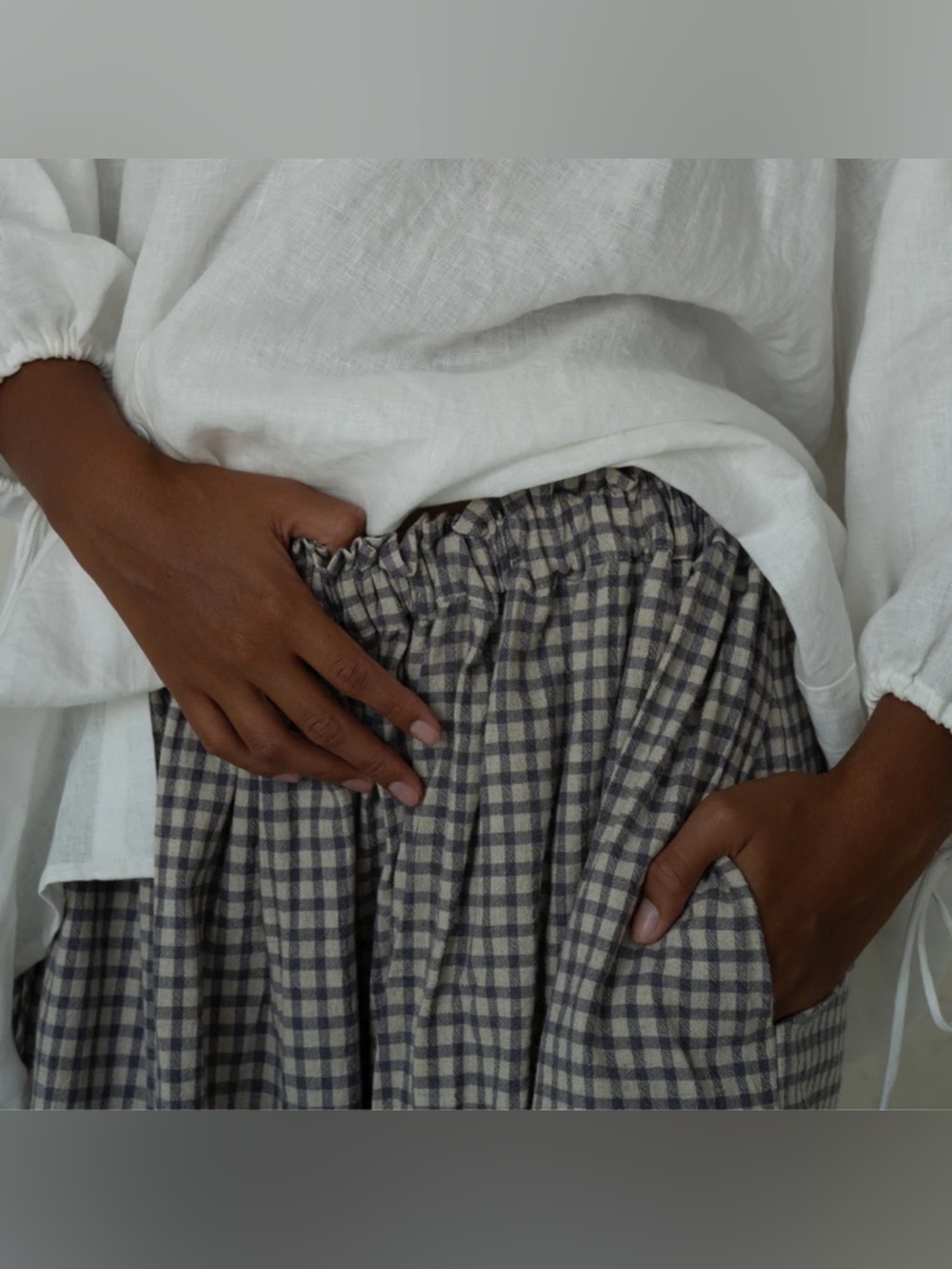 Avy & Co. Yollie Linen Gingham Pant- Wisteria - Picture 2 of 10